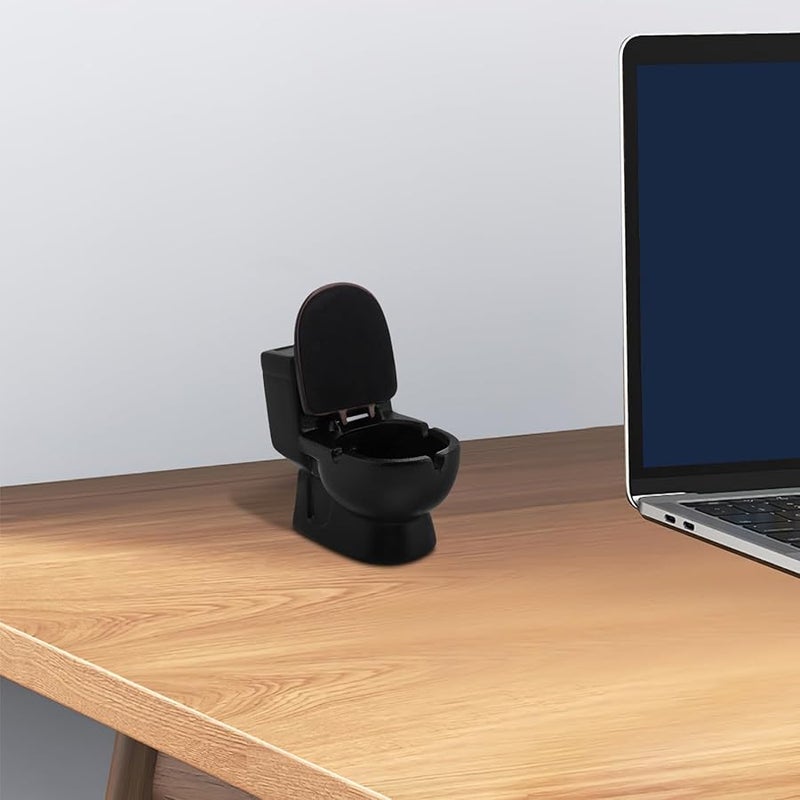 منفضة سجائر على شكل مرحاض سيراميك بتصميم مضحك ورجعي، صينية رماد محمولة لتزيين الحمام المنزلي - Image 5